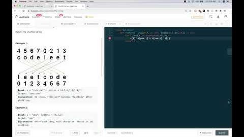 Live Coding Leetcode 1528:  Shuffle String