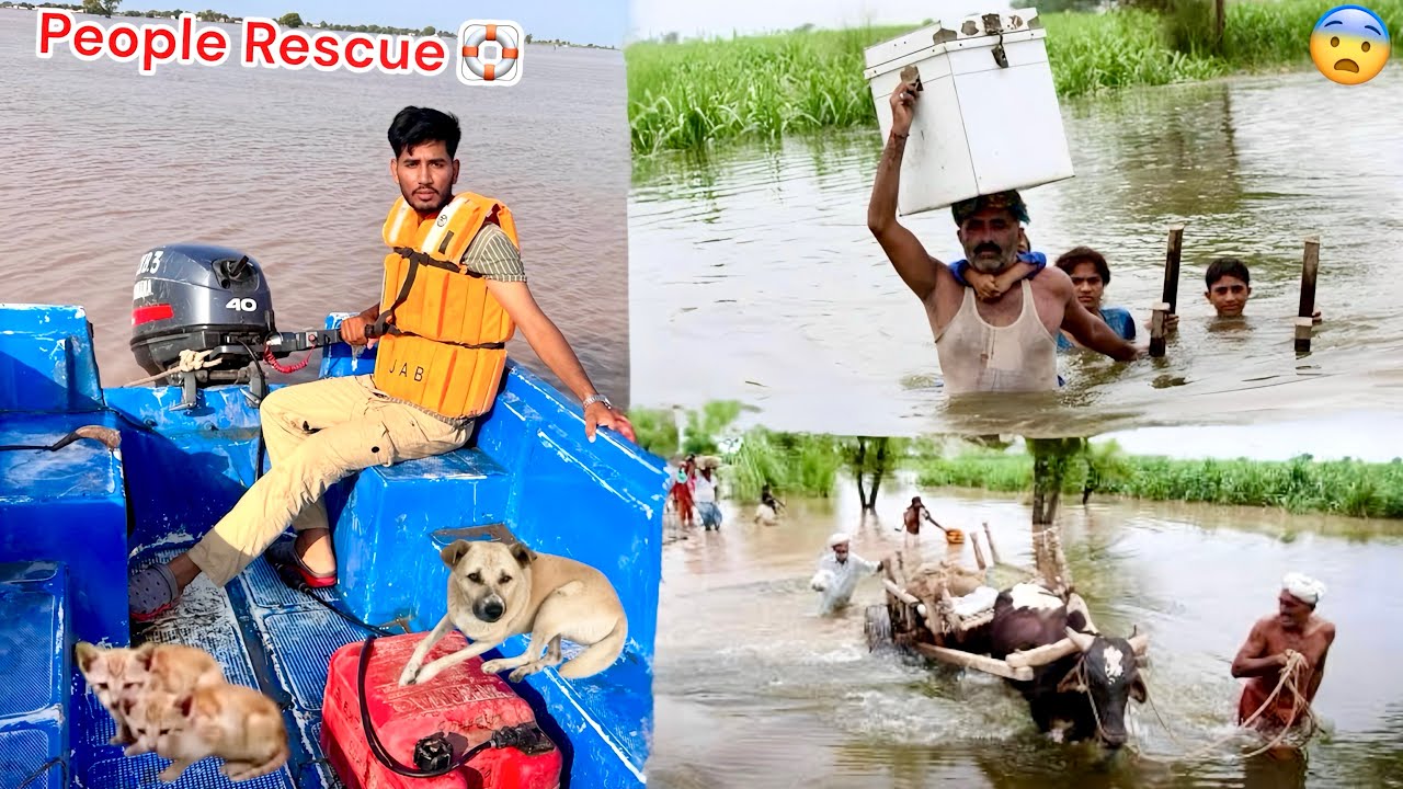 EMERGENCY🚨HAMARA GAON DOOP GYA💔 BOAT🚤 SY SUB KO RESCUE KIYA🙏