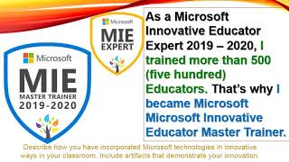 Microsoft Innovative Educator MIE Expert 2020