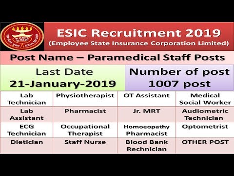 ESIC Recruitment 2019 || ESIC Delhi Nurse & Paramedical Staff Recruitment 2019 | ESIC Vacancy 2019