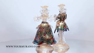 Murano glass human figurines couple classic murrina gold - ROYALS | YOURMURANO
