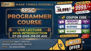 Details LECTURE 1: JAVA INTRODUCTION | RPSC | Programmer | 2027 | Logicpace Guide