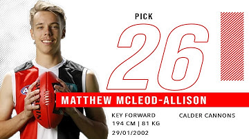 2020 NAB AFL Draft | Pick 26: Matthew McLeod-Allison