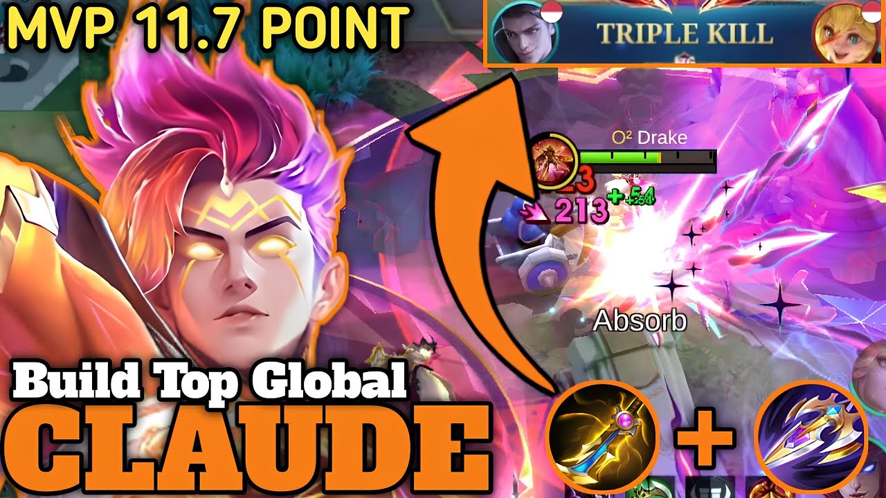 DAMAGE CLAUDE DERES BANGET!! JOY GA BISA KILL CLAUDE?? | BUILD TOP GLOBAL CLAUDE - MLBB