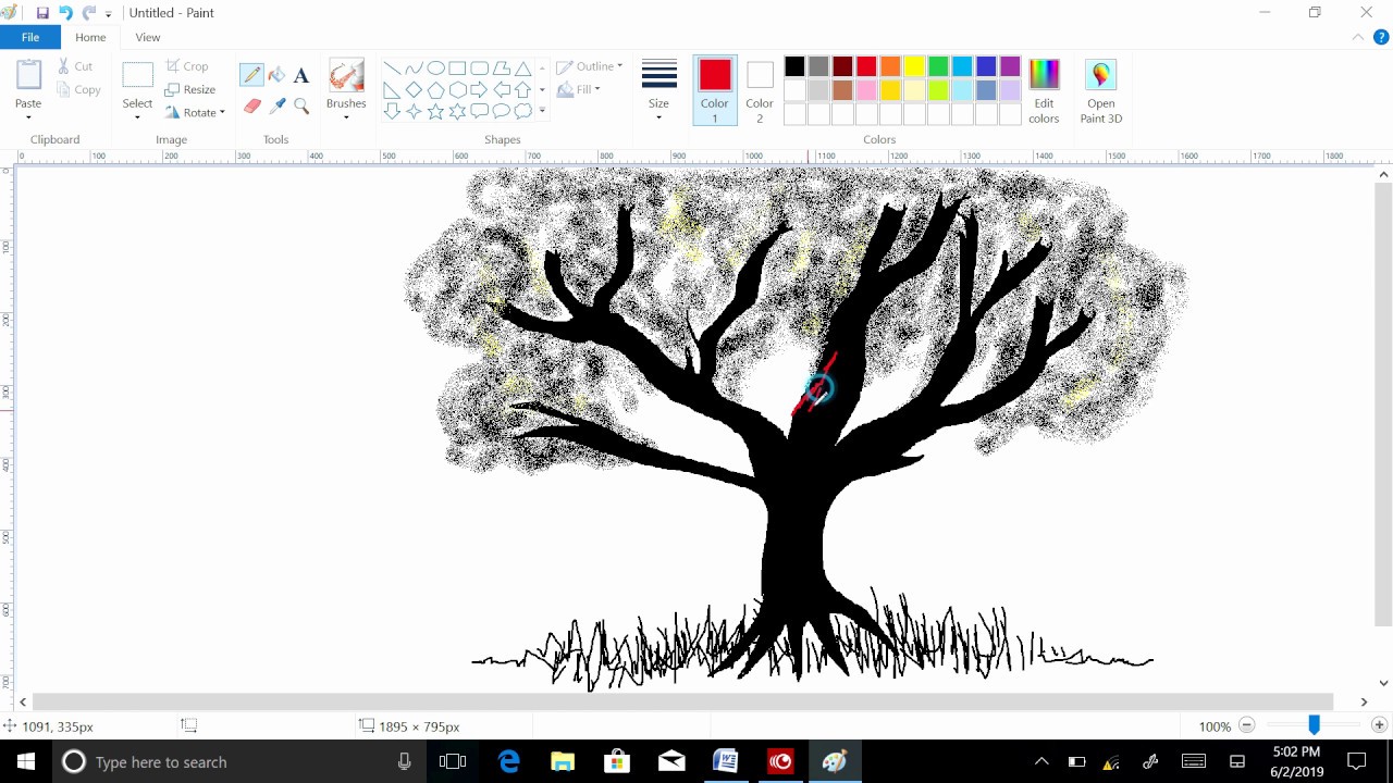 #learningtofly #howtodrawinmspaint How to draw tree in ms paint YouTube