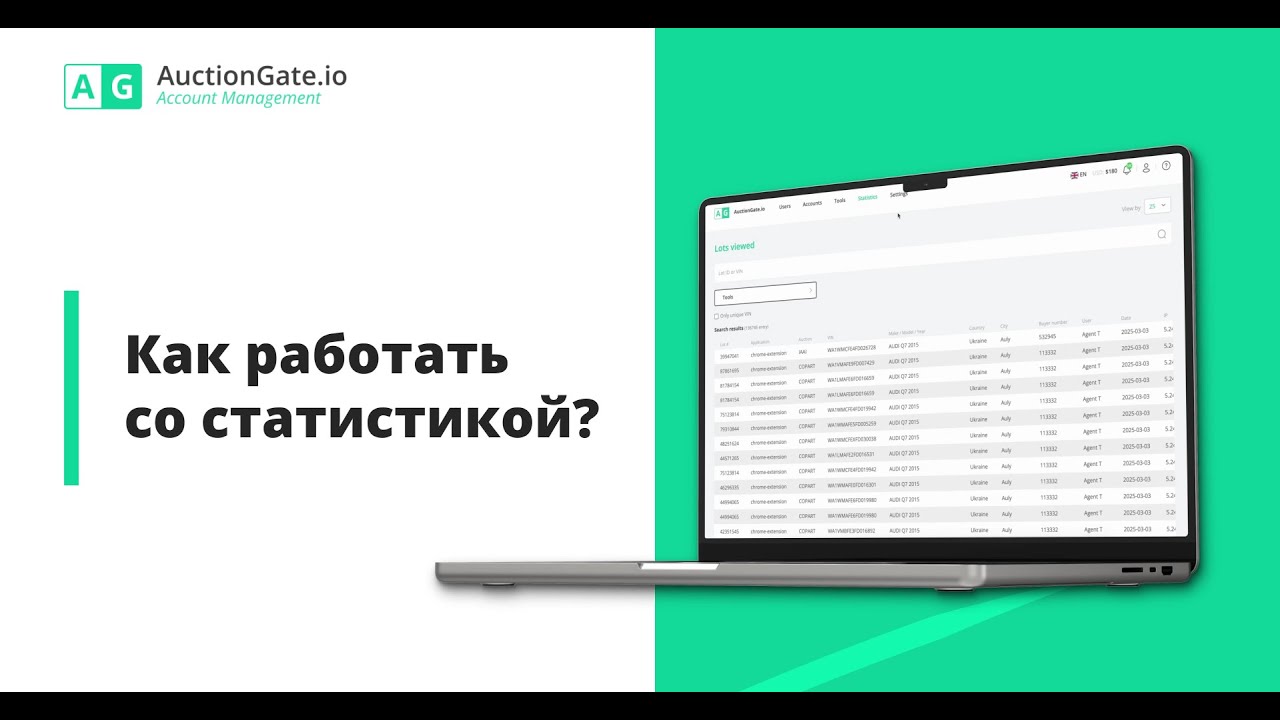 AuctionGate Account Management - Как работать со статистикой?