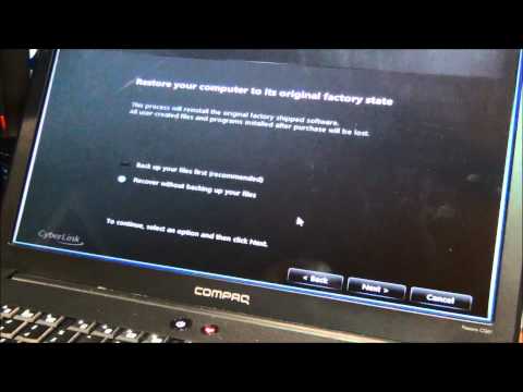 Compaq CQ61 Windows 7 Restore Reload PC To Factory settings