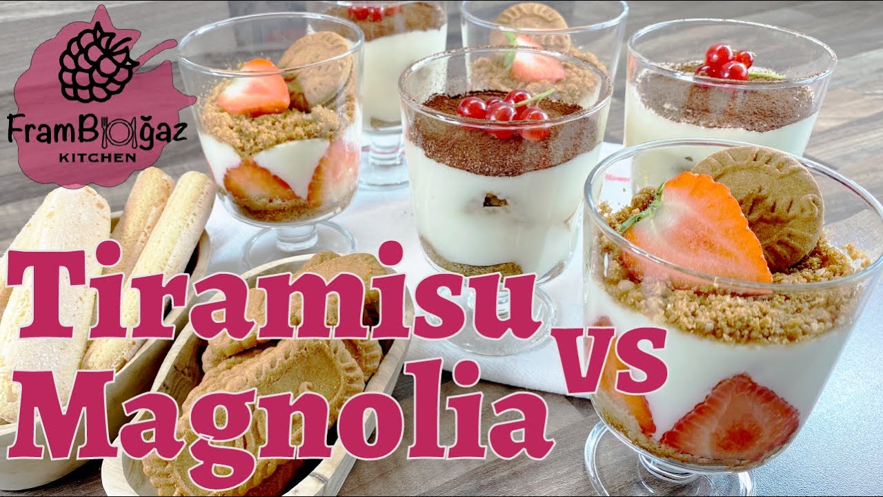 TIRAMISU VS MAGNOLIA  4K | Tek Kremayla 2 Çeşit Tatlı Tarifi | Kolay Tatlı Tarifi | Framboğaz Mutfak