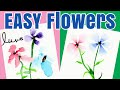 Easy Watercolor Flowers for Beginners and Kids Art Tutorial