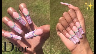 Dior Nails | French Tip Nails | Enailcouture XXL Square | Diy Nail Decals | Designer Nails