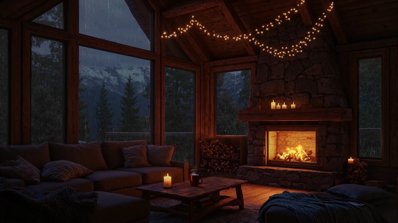 Cozy Forest Cabin Rain Sounds 🌲🔥 Relaxing Rain & Fireplace for Deep ...
