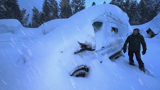 CAMPING in a SPRING SNOWSTORM! | Spaghetti and Homemade Meatballs