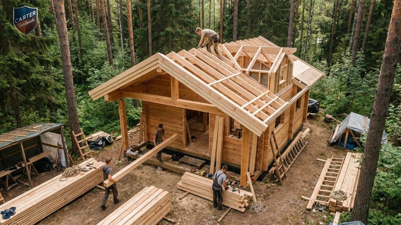 Timber Frame Building Process Forest House Construction: Timber Frame Building Process - YouTube