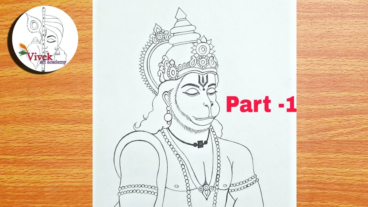 Lord Hanuman Drawing (Part-1) | Easy Bajarang Bali Drawing Step by ...
