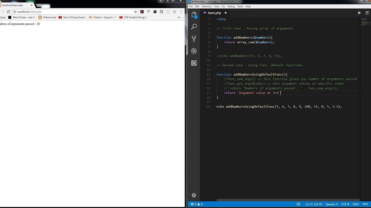 PHP - Function having flexible number of arguments - YouTube
