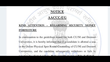 AACCC AYUSH Counselling 2025 Security Money Forfeiture Notice Explained | BAMS | BUMS | BHMS #ayush