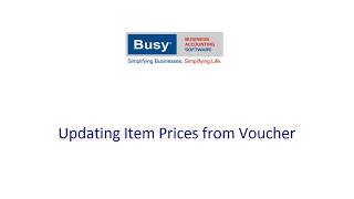 Updating Item Prices from Voucher in BUSY (Hindi)
