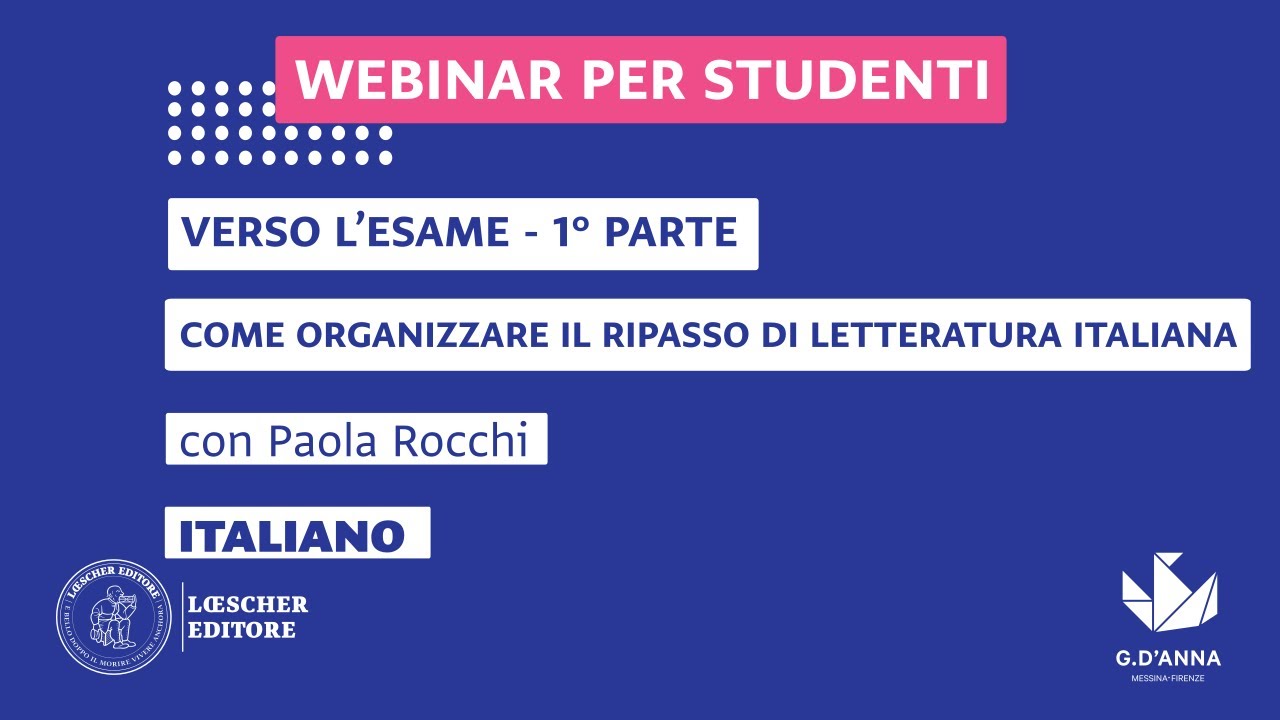 Verso l'Esame: come organizzare il ripasso di LETTERATURA ITALIANA – 1  parte 