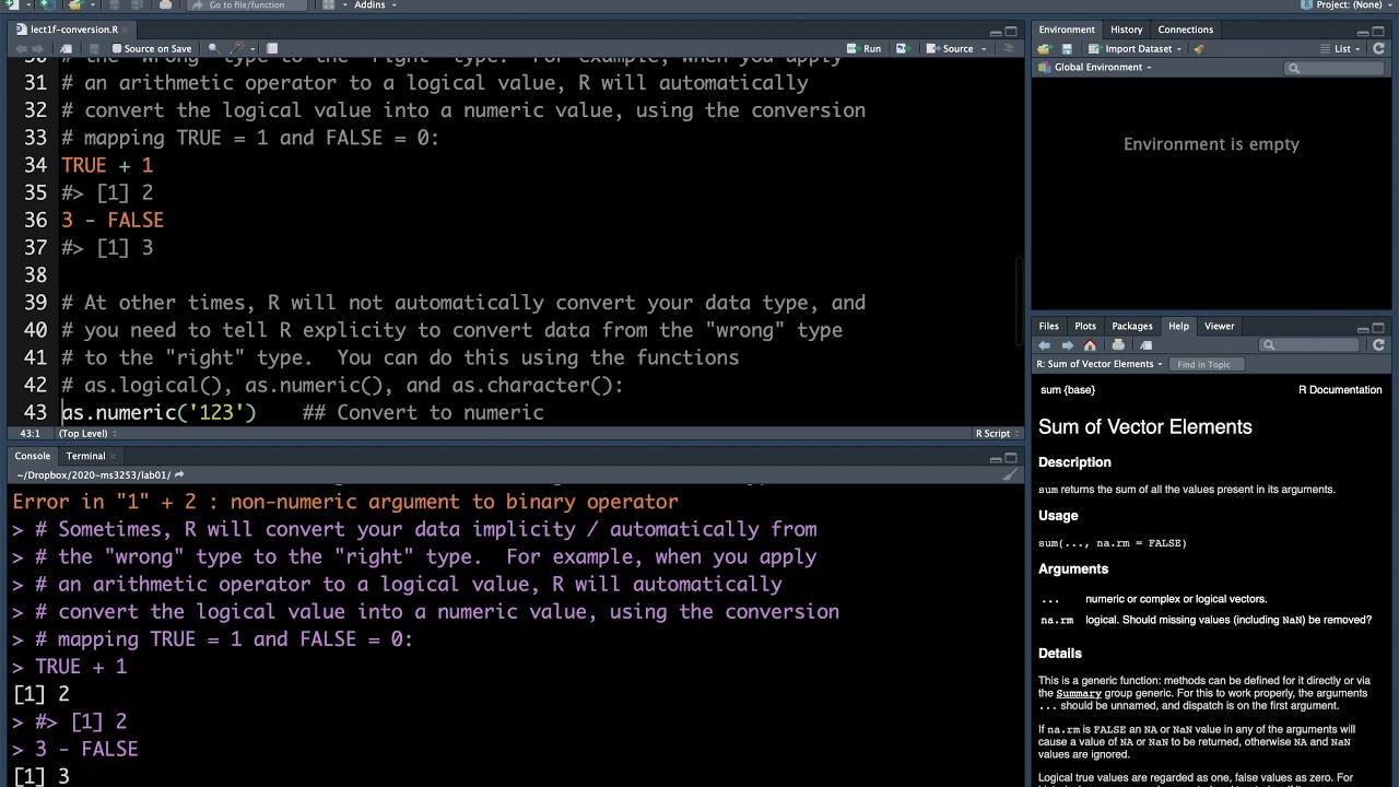 MS3253 Lecture 1F Converting between data types YouTube