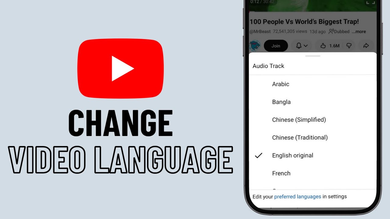 How to Change Audio Language in YouTube Video (Android or iPhone) - YouTube