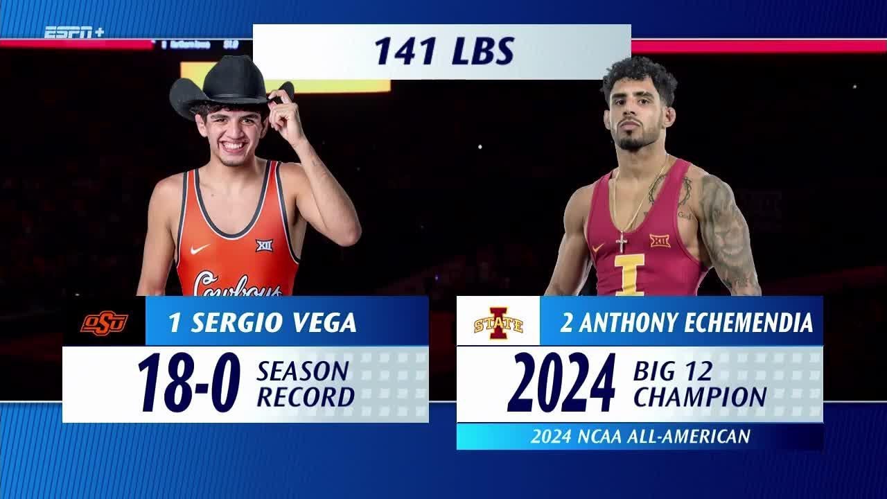 Sergio Vega vs Anthony Echemendia 141lbs FULL MATCH | Big 12 Wrestling Championship pres by Allstate