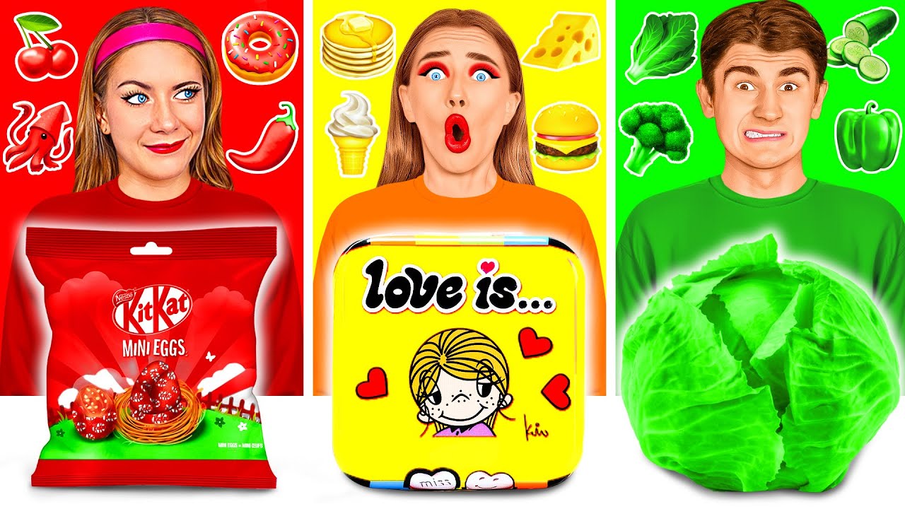 24 Часа Едим Еду Одного Цвета Челлендж | Смешные Ситуации с Едой от Crazy DO