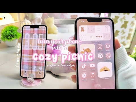 TURN YOUR PHONE INTO A COZY PICNIC 🥐🧺 gingham & bear widgets 🐻 a cute IOS CUSTOMIZATION ☁️