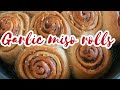 Garlic miso rolls no mixer needed bake with me  side dish  yummy savory rolls for your meals 