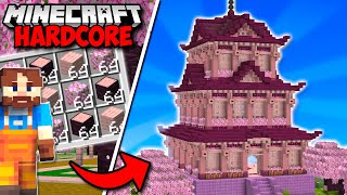 I Built A Cherry Blossom Castle In Minecraft 1.20 Hardcore