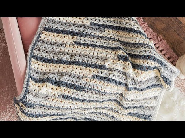 Bernat Bead Stitch Stripes Crochet Blanket​ Pattern