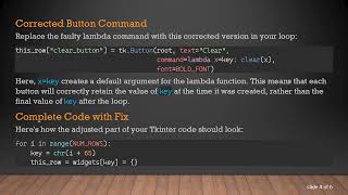 Fix the tkinter Button Callback Lambda Unexpected Result: Correctly Pass Key Values