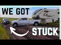 WE GOT STUCK! 😬(TRYING TO BOONDOCK IN SOUTH DAKOTA BADLANDS) || RV LIVING