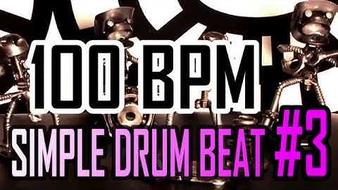 100 BPM - Simple Beat #3 - 4/4 Straight Rock Drum Track - Metronome - Drum beat