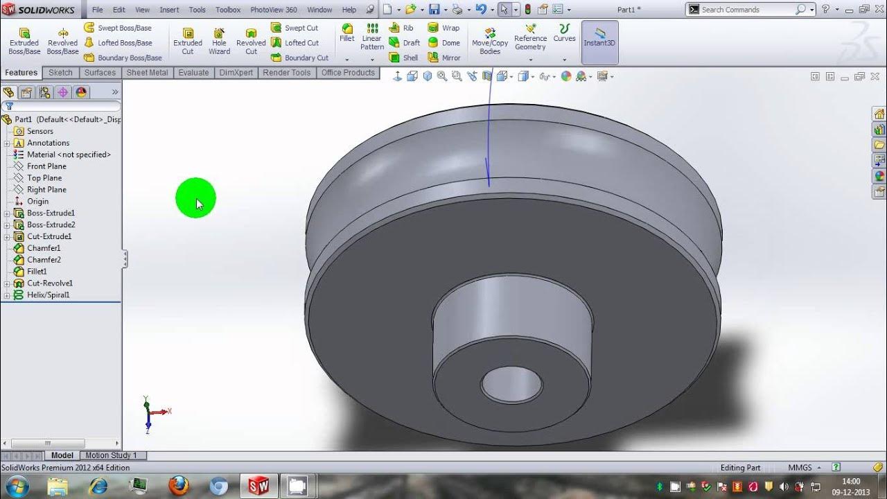 SolidWorks tutorial of Worm Wheel YouTube