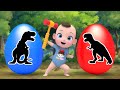 Dinosaur Surprise Egg | Hickory Dickory Dock &amp; Finger Family | Nursery Rhymes | Kindergarten