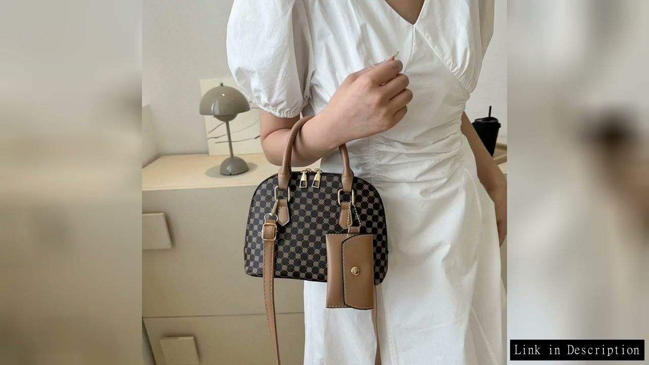 Luxury Shell Fashion Women's Handbag Simple Shoulder Bag Plaid Print Crossbody Bag with Mini Purse