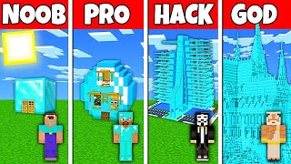 : Minecraft Battle: NOOB vs PRO vs HACKER vs GOD DIAMOND BLOCK HOUSE BASE BUILD CHALLENGE in Minecraft