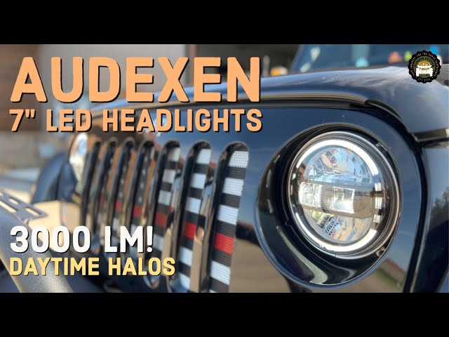 7 Inch LED Halo Headlights with Amber Turn Signal & White DRL 2007