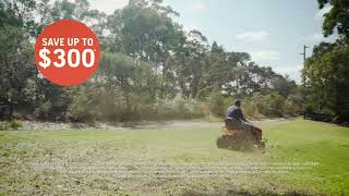 Husqvarna Ride-on Mowers. For a limited time save up to \$300*