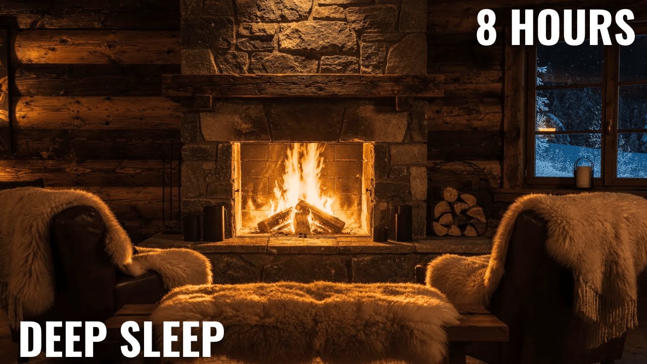 Fireplace Ambience in Rustic Cabin 🔥 Cozy Warmth and Soft Fire Crackles for Sleep