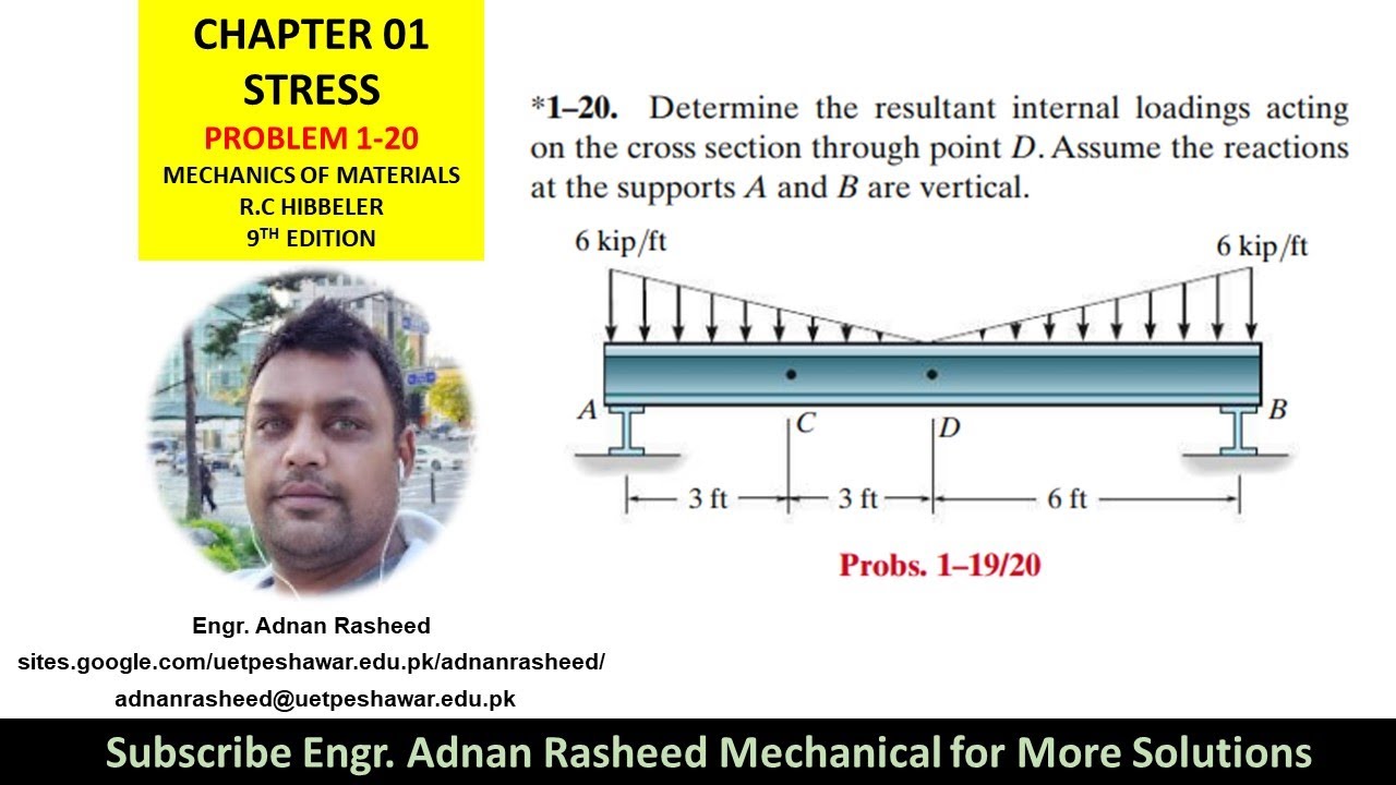 1-20 Determine resultant internal loadings on cross section | Mechanics ...
