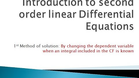 ODE || 6.1 || Introduction to linear differential equation of second order | B.A./B.Sc. 2nd semester