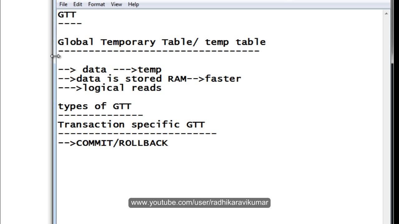 Global temporary table. Global temporary table