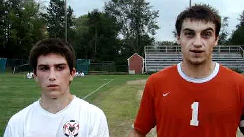 Cheshire boys soccer players Nick Berardi & Nick Velleca after tie with Amity