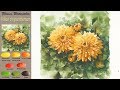 Yellow chrysanthemum - Drawing Flower watercolor (wet-in-wet, Arches rough)NAMIL ART