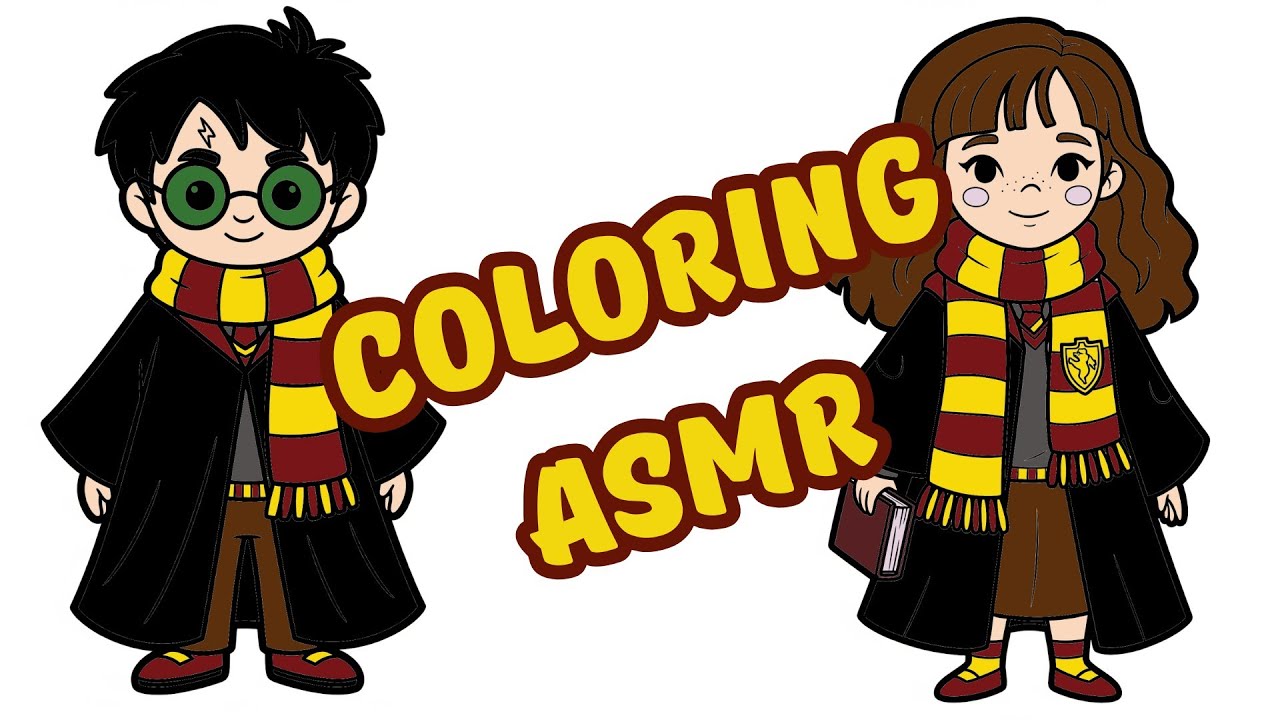 ASMR coloring | Wizard school adventures | Relaxing marker sounds 🐍🦡🦅🦁