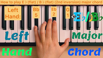 Piano Lesson 130: How to play E♭ (flat) / B♭ (flat) (2nd inversion) major chord left hand tutorial