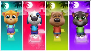 Talking Tom and friends Tom vs Angela vs Ben vs Hunk in Tiles Hop Coffen banec #192