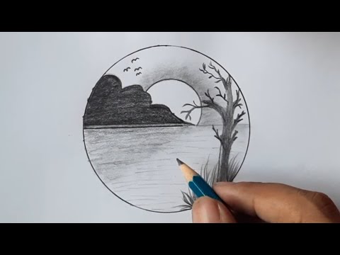 Beautiful nature scenery drawing step step / easy for beginners Daily  challenge 23 | Nature drawing, Easy drawings sketches, Easy drawings