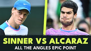 All The Angles Of EPIC Jannik Sinner vs Carlos Alcaraz Point | Indian Wells 2024